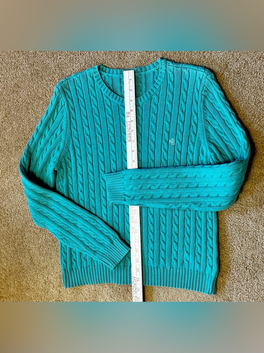 🩵 Ralph Lauren Teal Cable Knit Sweater - Picture 5 of 7